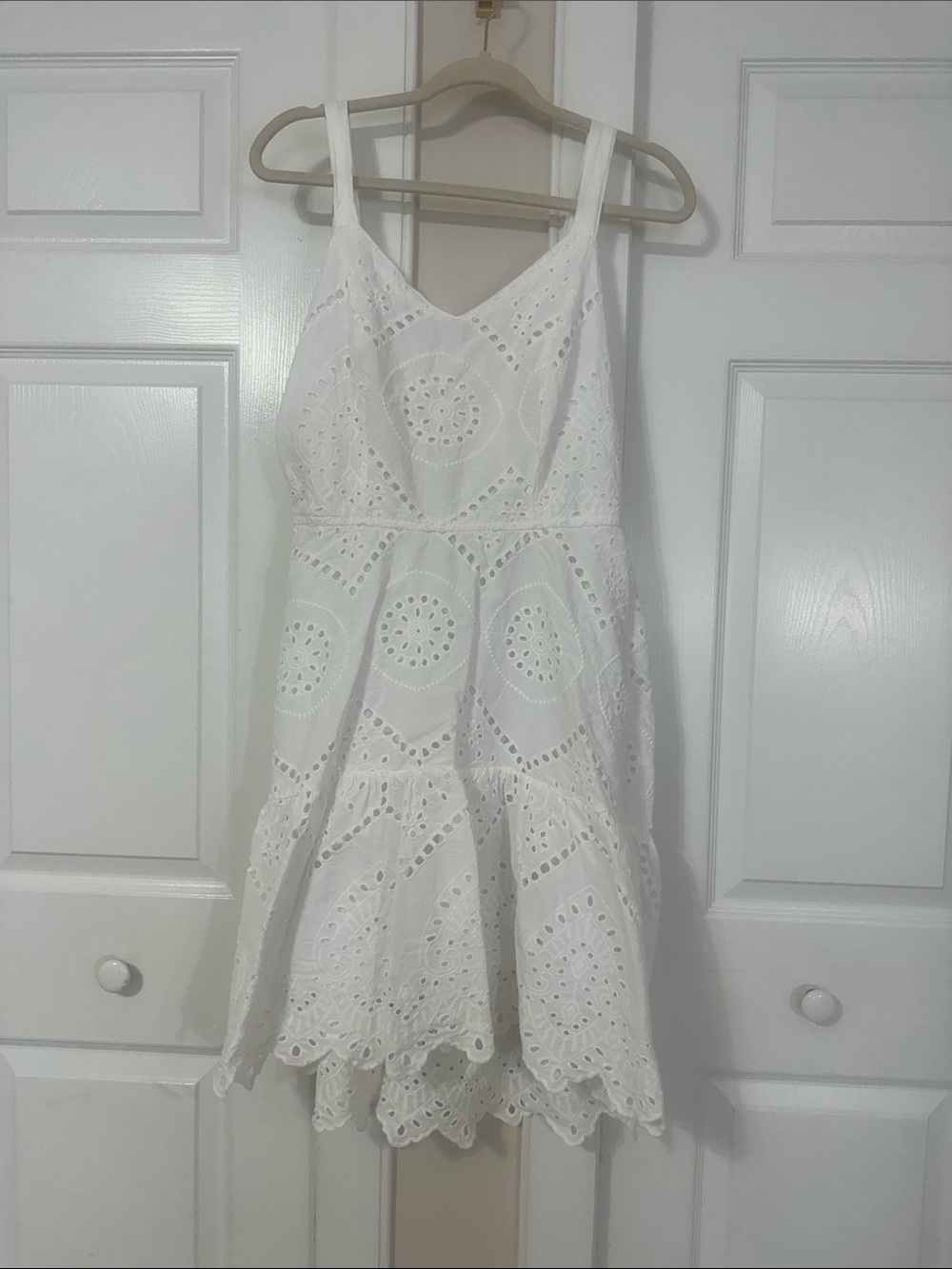 Japna White Eyelet V-Neck Sundress